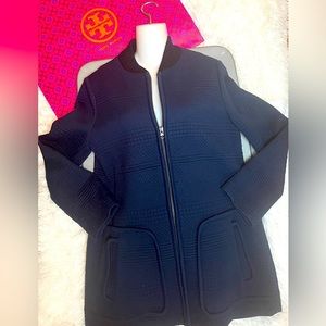Tory Burch Navy Merino Wool Full Length Coat Sz S